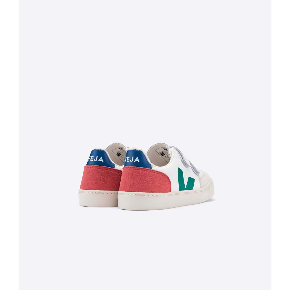 Veja V-12 LEATHER Sneakers Kinderen White/Red | BE 883FDN